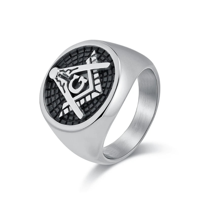 High Polished Stainless Steel 18k Gold Plated Master Mason Rings for MenMasonic Wax Seal RingFreemason Jewelry
