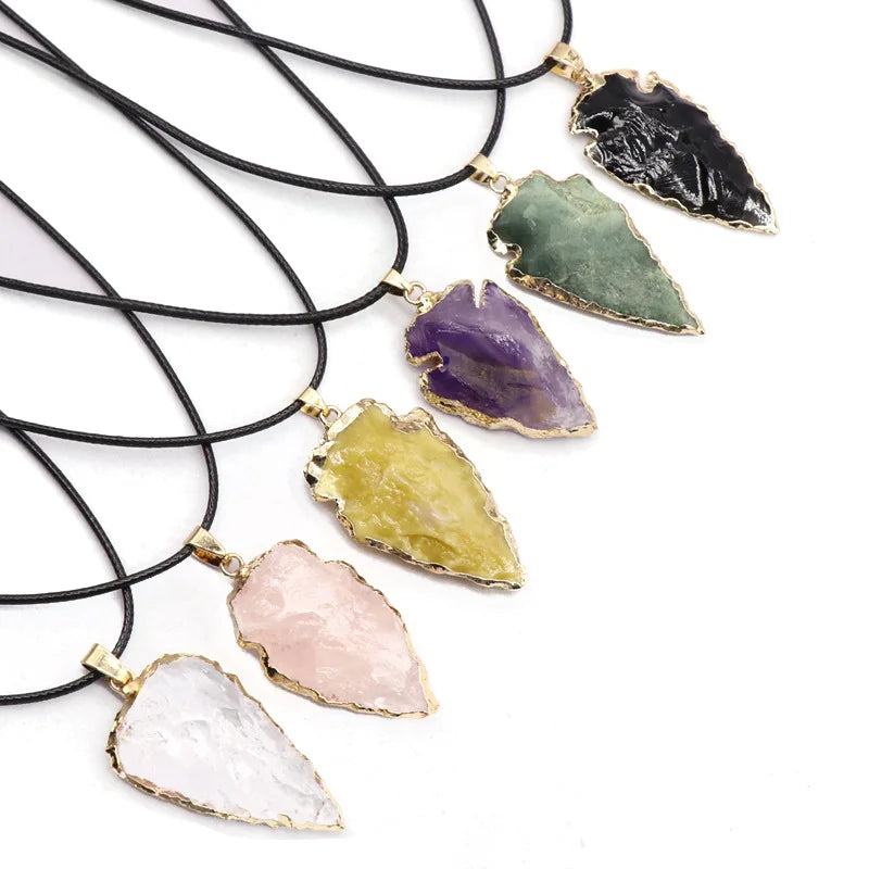 Huiying Wholesale Natural gemstone arrow shape pendants natural crystal pendant jewelry