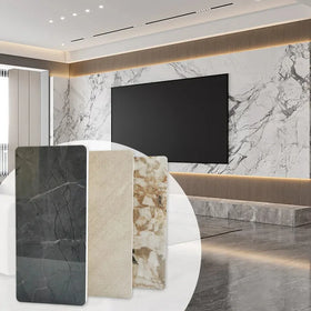 Good Sale Marble Design Bamboo Fiber Wood Veneer Wall Panel PVC Wall Panel Living Room Decoration
