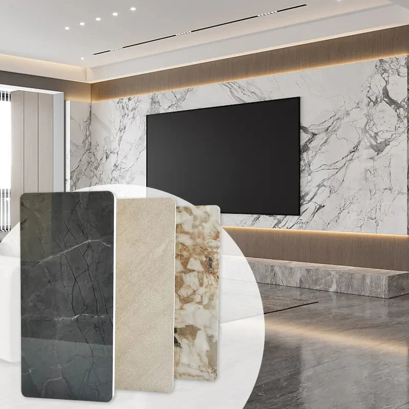 Good Sale Marble Design Bamboo Fiber Wood Veneer Wall Panel PVC Wall Panel Living Room Decoration