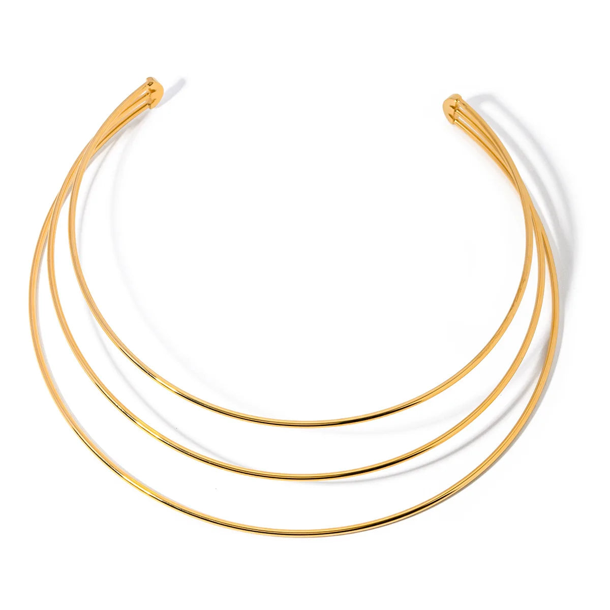 Waterproof Stainless Steel PVD 18K Gold Plated Exaggerated 3 Layer Cuff Choker Necklace Women Fashion Jewelry