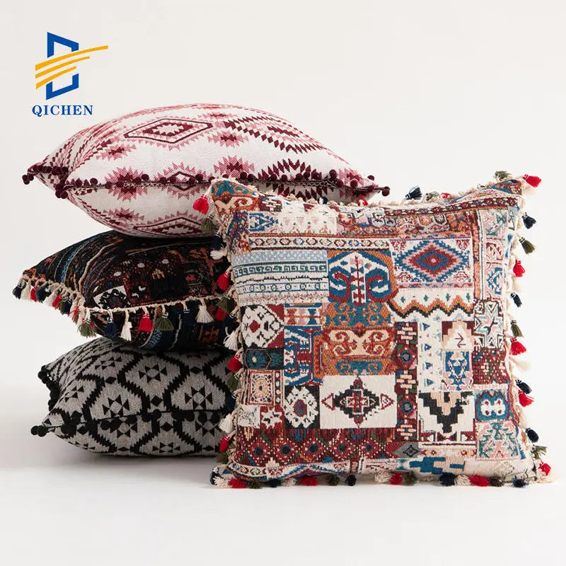 Innermor Black&white Geometric Floral Heated Portable Autumn Winter Pillow Case Jacquard Nordic South Africa Ethnic Bedroom