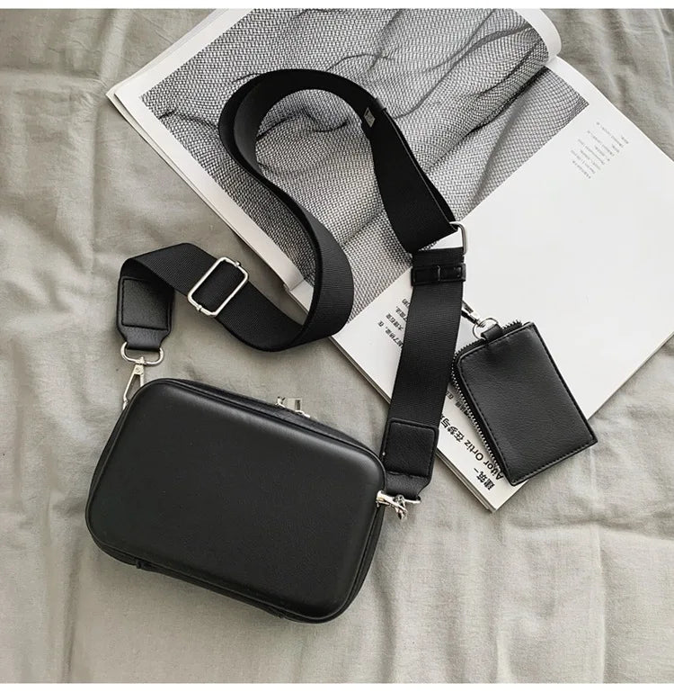 2025 New Fashion PU Crossbody Bag for Men Women Small Square Casual Shoulder Bag with Zipper Closure Following the Latest Trend