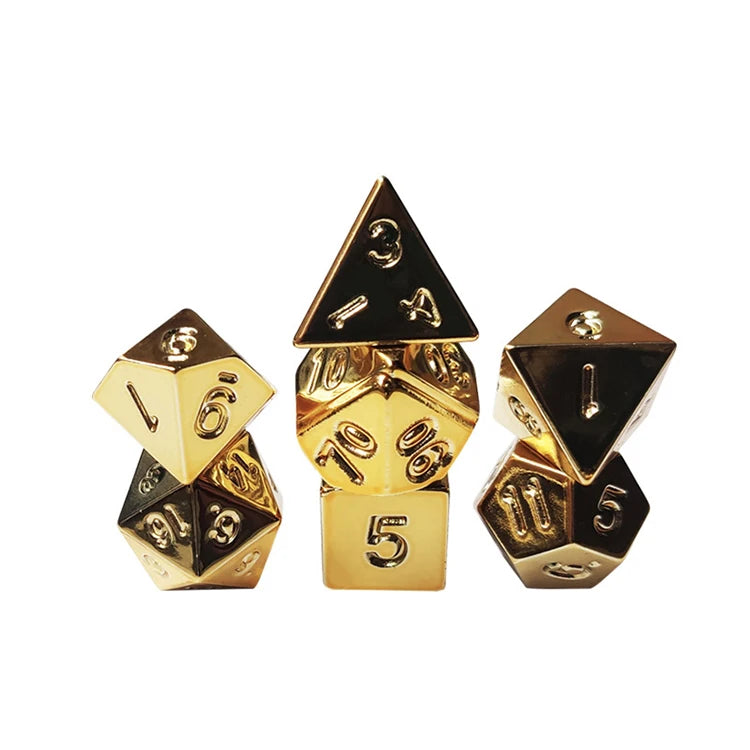 Metal Zinc Alloy Mini Multi-colored 6-sided Polyhedral Custom Logo Board Game Playing Dice Set 14-20mm Electroplated