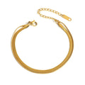 Wholesale Custom 18K Gold Plated Double Layer Flat Herringbone Snake Chain Bracelet Trendy Geometric Stainless Steel Jewelry