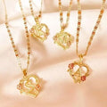 Personalized Custom Letter Heart Hollow Pendant Necklace Two-color Drop Oil 18K Gold Engraved Female Necklace