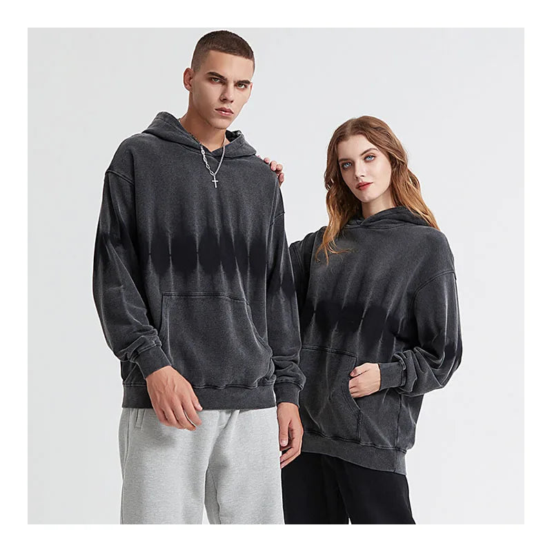 Bestseller Men's Pullover Aid Wash Hoodie Custom Streetwear with Screen Printing Logo 100% Cotton Solid Pattern for Men
