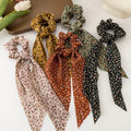 New Women Hair Accessories Girls Ponytail Holder Elastic Scrunchies Floral Long Scarf Chiffon Scrunchies