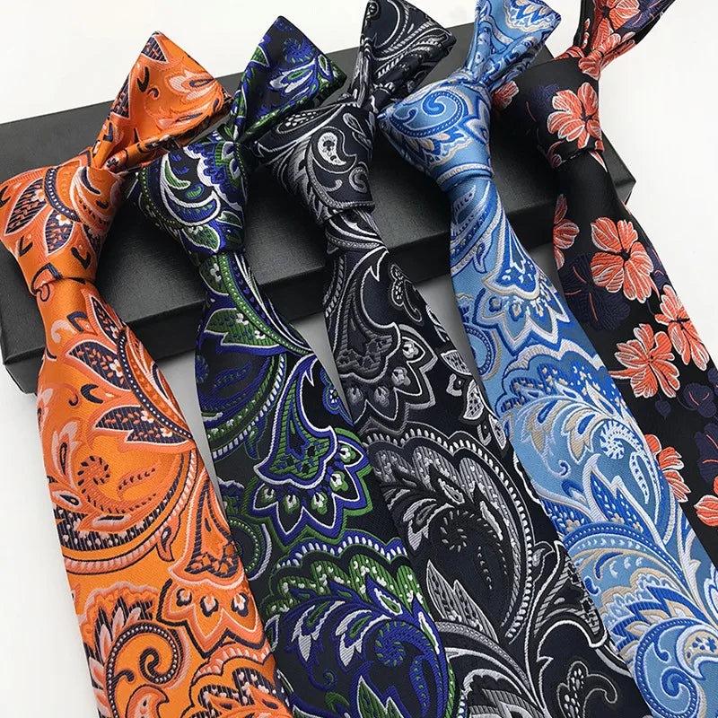 Classic Paisley Necktie for Men New Business Style Floral Jacquard Pattern Made of Polyester Silk