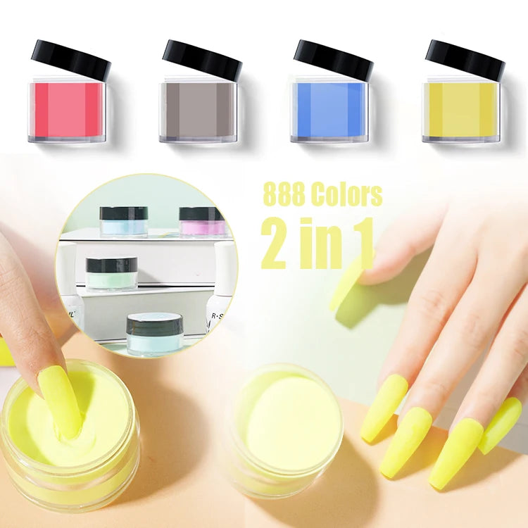 RS Nail China Factory Acrylic 2-in-1 Dipping & Nail Polish Powder 15ml 888 Colors CE Certified 60-90s Air Dry