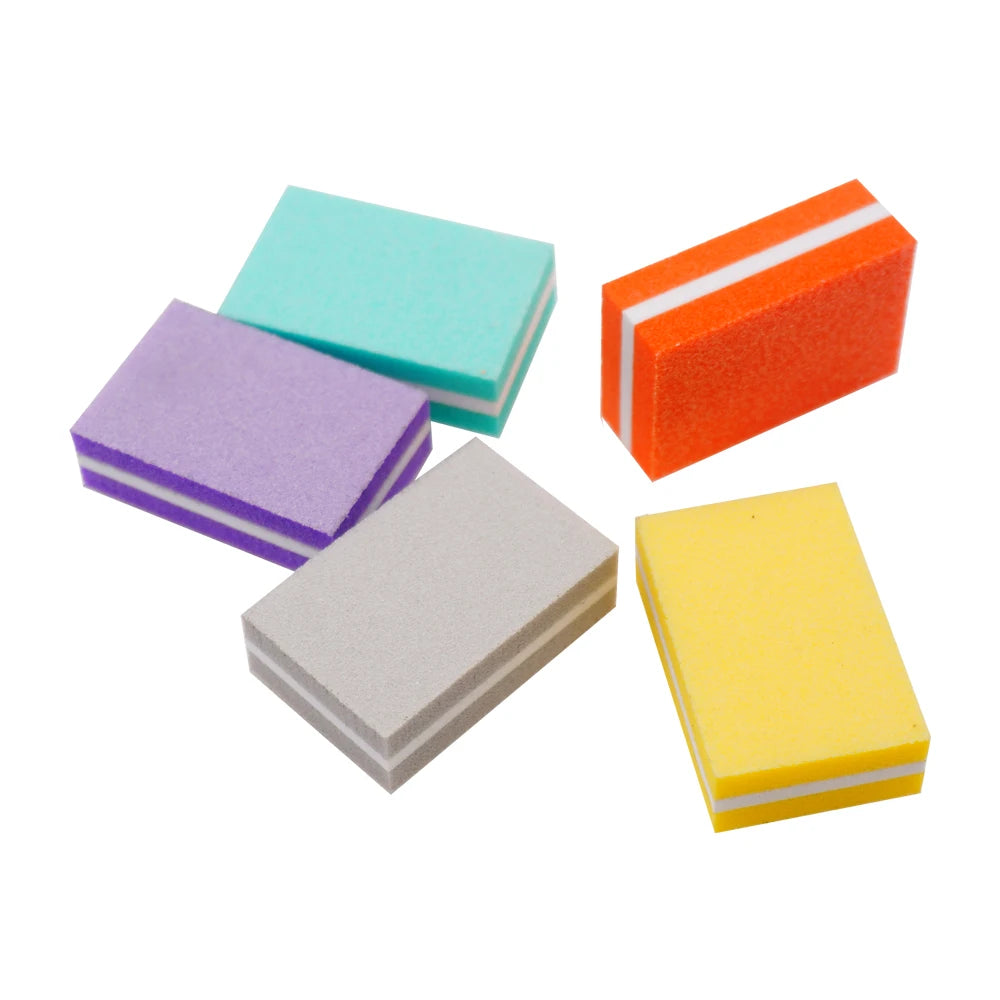 Custom Mini 2 Way Reusable Colorful Sponge Block Sanding Nail Buffer