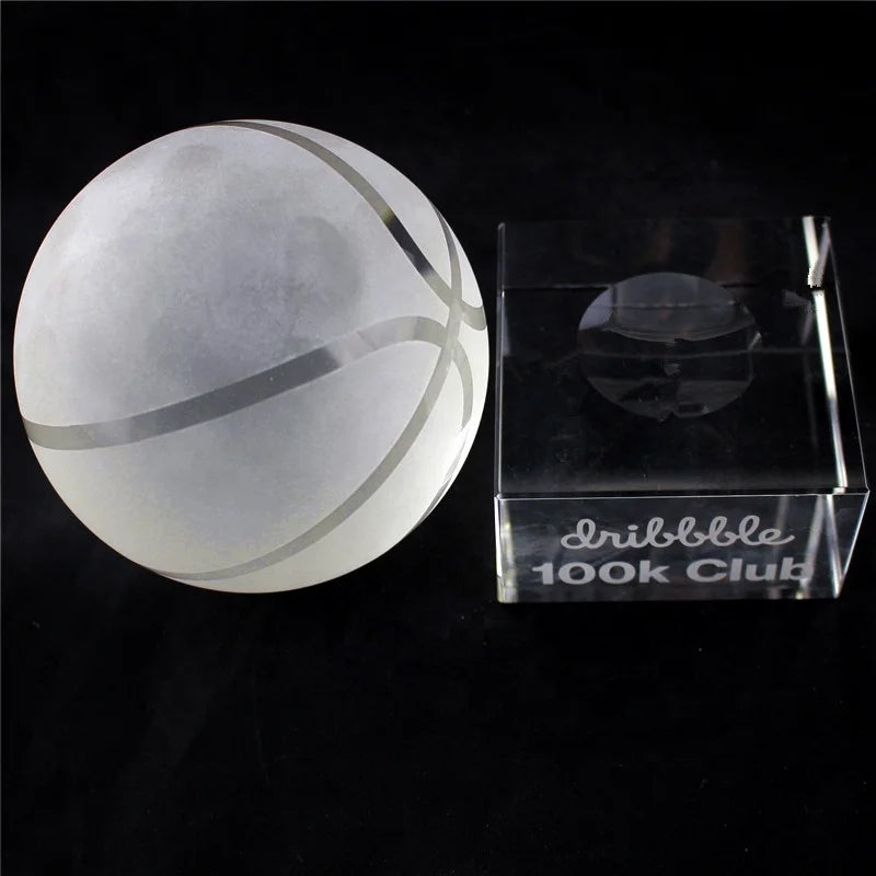 Factory Directly Sale Best Seller Cheap Price Crystal Basketball Sports/basketball Crystal Glass Ball With clear Base Souvenir