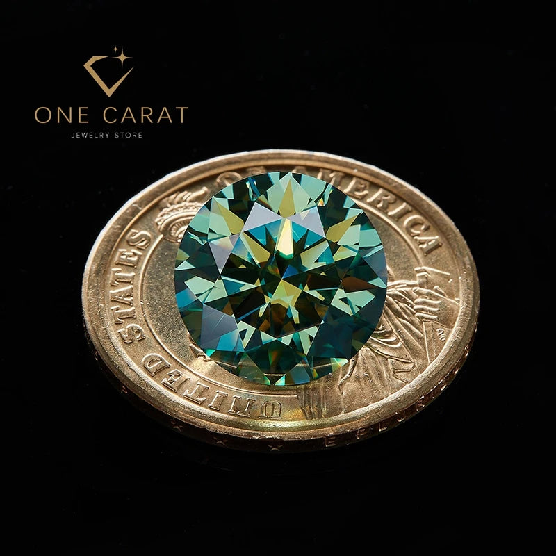 GRA Certified Round Cut Loose Lab Grown Diamond Moissanite VVS Green Color Synthetic Gemstone