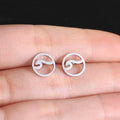 Round Design Hollow Sea Wave Earrings for Women Men Ocean Surf Beach Jewelry Simple Stainless Steel Stud Earrings Holiday Gifts