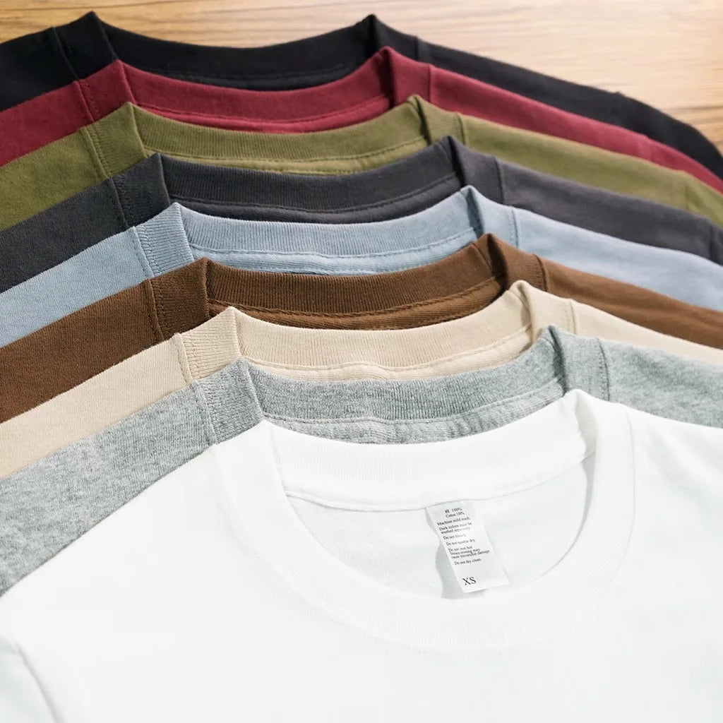 High Quality 100% Cotton Heavy Weight Luxury Tshirt Unisex Custom Print Logo Mock Neck Blank T Shirt Oversize Men's T-shirt