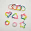 Wholesale 5.5cm 4cm rainbow Color No Crease Plastic Elastic Rubber Ponytail Holder Hair Bands Small Big Telephone Wire Hair Ties