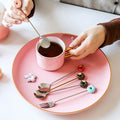 Donut Stainless Steel Dessert Spoon Cartoon Macaron Fruit Fork Cute Ice Cream Coffee Spoon
