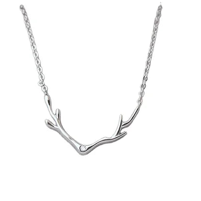 Reeti 925 Sterling Silver Antler Necklaces Pendant Fashion Sterling Silver Jewelry Statement for Women Bijoux