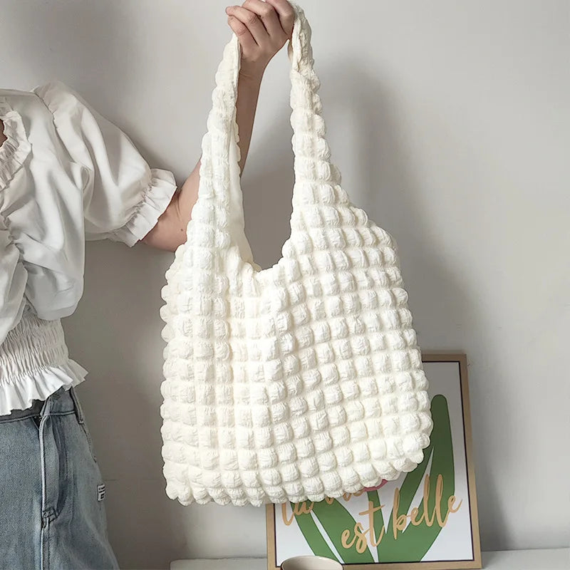 New Fashion Flower Pattern Puffy Quilted Polyester Shoulder Handbag Vest Puffer Shopping Tote Bags