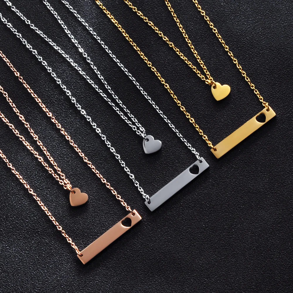 Colar OEM Gold Plated Necklaces Stainless Steel Jewelry Hollow Heart Double Layer Custom Name Necklace Best Friend