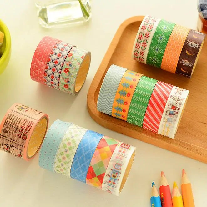 2rolls Per Pack 5M Japan Color Variety Paper Tape DIY Stationery Adhesive Tape Office School Supplies