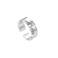 Women's Vintage Style Silver Adjustable Anti-Allergy Ring Open Smiling Face Letter Design Factory Wholesale Fashion Jewelry