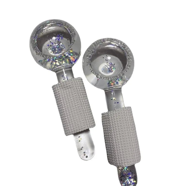 2Pcs/Box Crystal Ice Hockey Roller Energy Massage Beauty Facial Eye Crystal Ball Massager Water Wave Facial Care Appliances GG