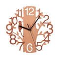23cm Modern Home Decor 3D Wooden Tree Wall Clock Big 3D Wooden Tree Wall Hanging for Living Room Decoration Eco-friendly