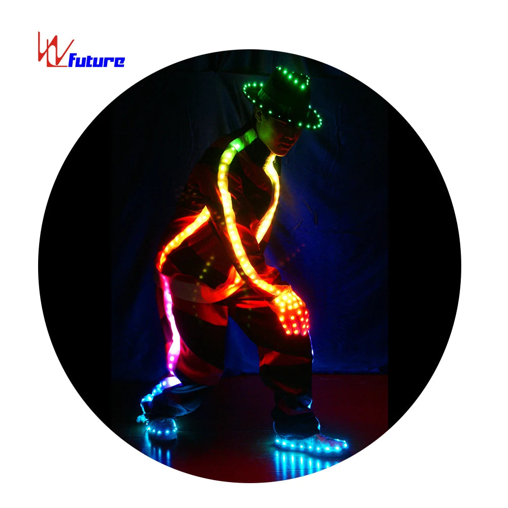 LED Light Michael Jackson Jackets Rainbow Colored Clothing Luminescent Men Suits