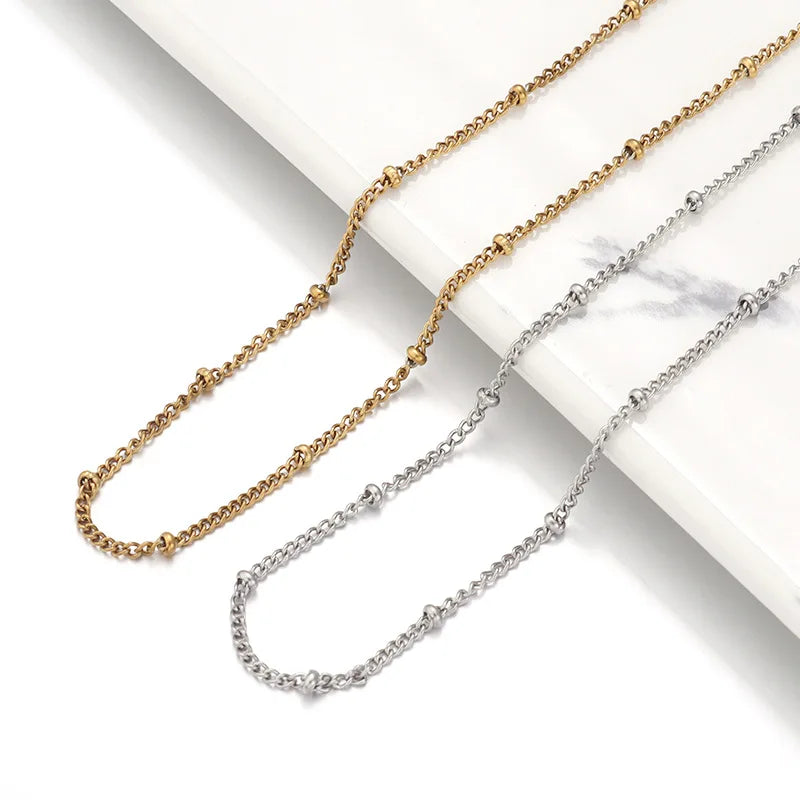 Wholesale PVD Gold Stainless Steel Bead Chain Titanium Necklace Base Chain Stainless Steel Factory Jewelry Necklace