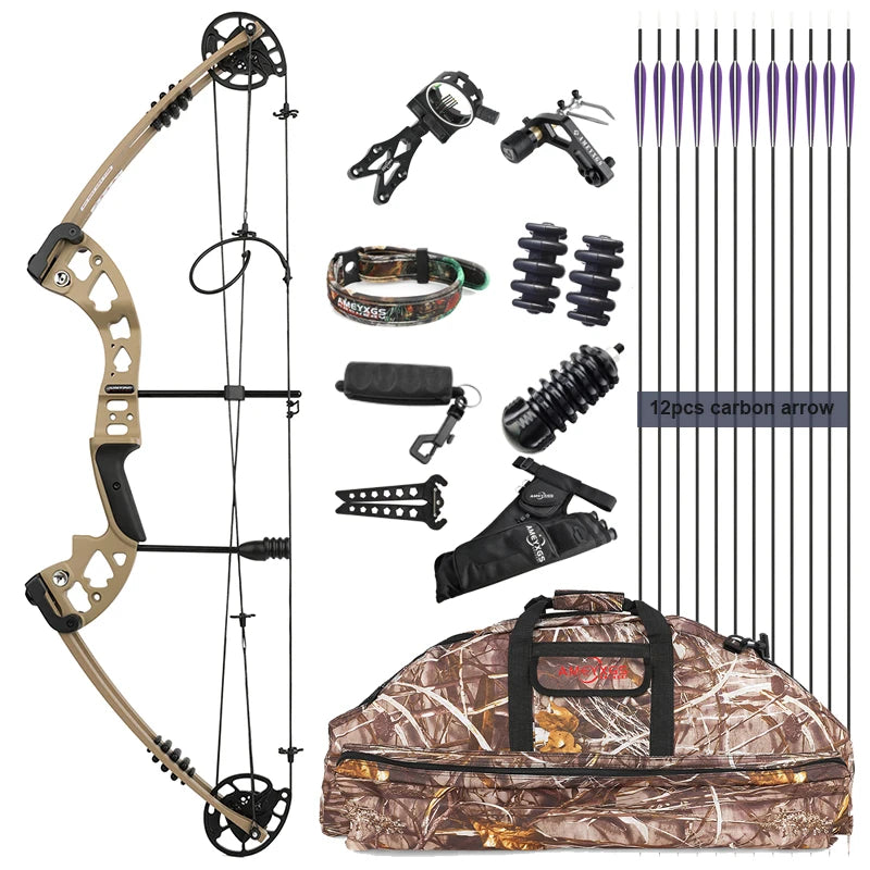 Archery Compound Pulley Bow and Arrow 30-55 Lbs Adjustable Hunting Outdoor Sports Hunting Shooting Compound Bow