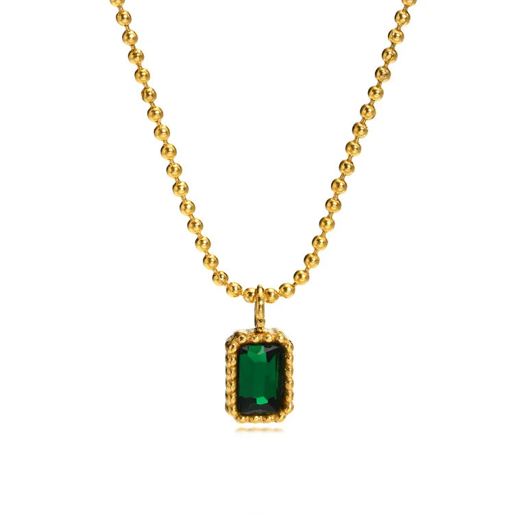 Ins Popular Gold Plated Jewelry Women square Cz Zircon Charm Necklace