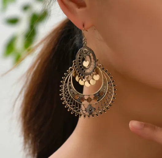 Hollow Retro Bohemian Dangle Earrings Zinc Alloy Jewelry Exquisite Gift for Women Holiday Party Engagement N2010228