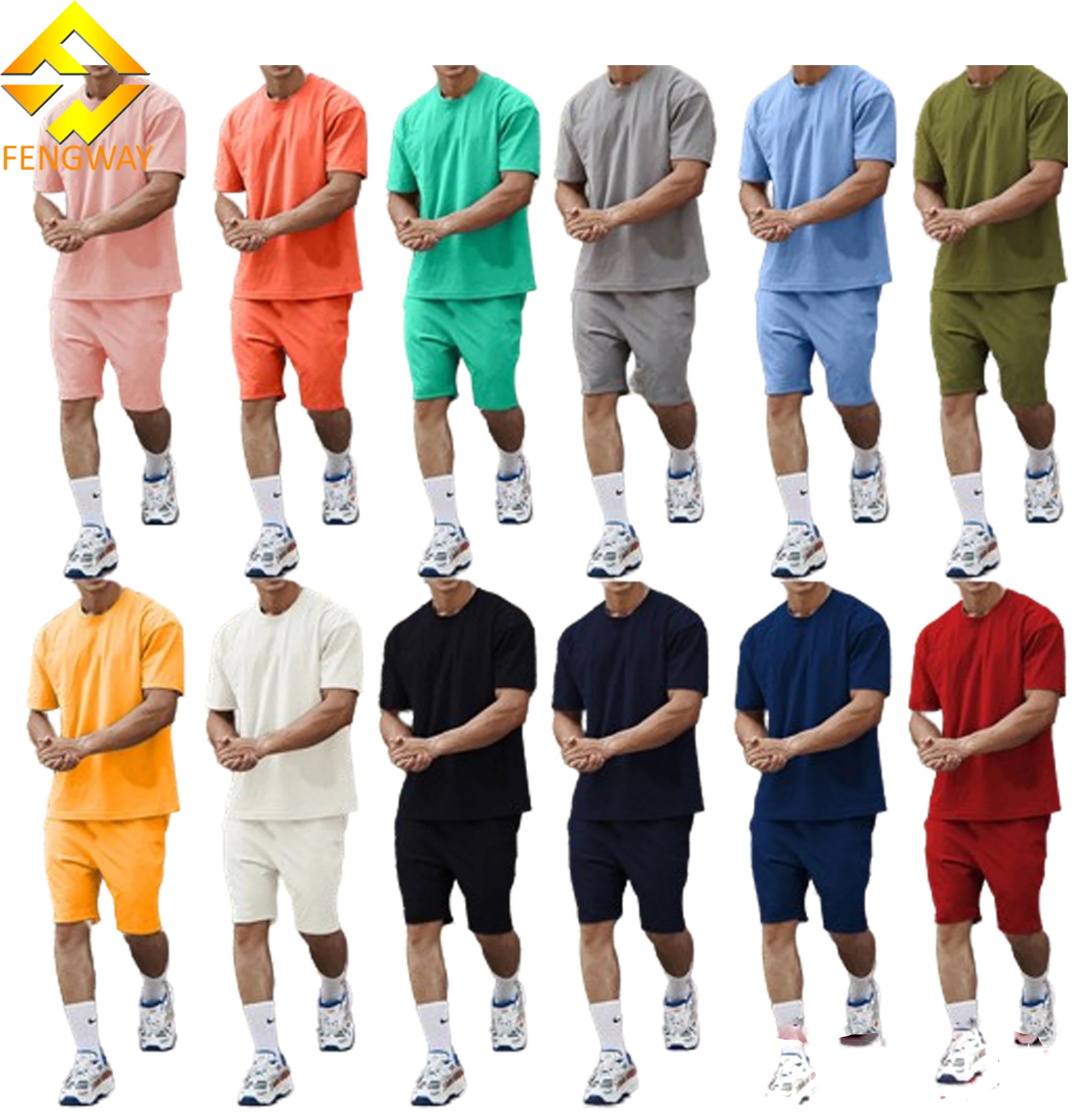 Customized Logo Summer Shorts and Tshirt Gym Fitness Casual Outfit for Men Vendor Clothing-summer Men Shorts and Shirt Set