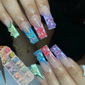 60Pcs Box Mixed 3D Cute Bear Nail Art Bow Ties Butterfly Resin Aurora Rhinestone Nails Glitter DIY Bear Nail Charms