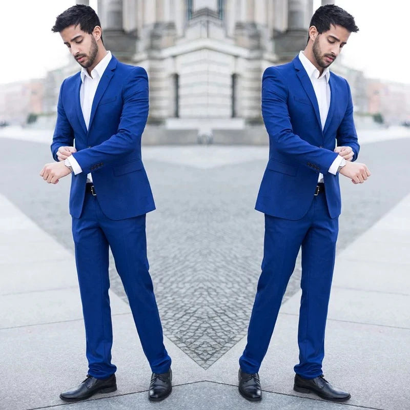 Royal Blue New Autumn Formal Suits for Business Men Custom Made Groom Men Suit Tuxedo Dinner Wedding Suit for Party 2 Pieces
