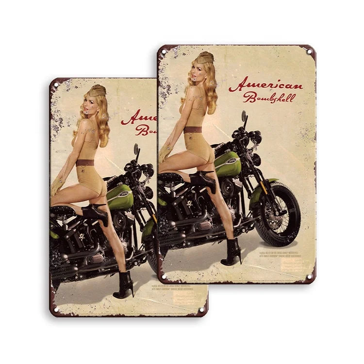 Professinal Manufacturer Retro Old Motorcycle 12*8inch Antique Metal Signs Vintage Tin Signs for Wall Decoracion