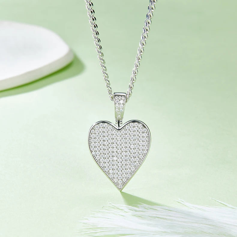 J008 Hip Hop Jewelry Wholesale Iced Out Diamonds Heart 925 Sterling Silver Gold Plated VVS Moissanite Diamond Custom Pendant