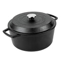 Bright Houseware Matte Black Cast Iron Dutch Oven Enamel Non-Stick 26cm Casserole Soup Pot Oven Safe Gas & Induction Ready