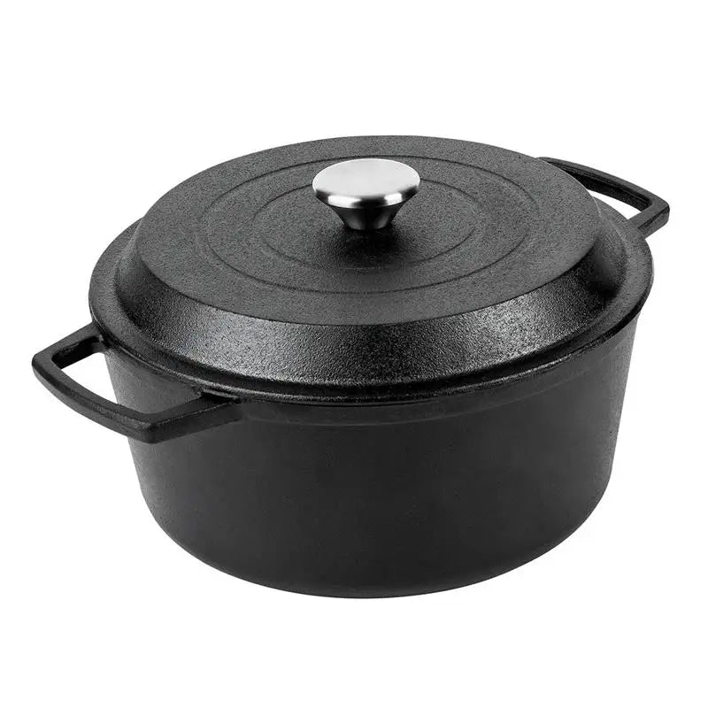 Bright Houseware Matte Black Cast Iron Dutch Oven Enamel Non-Stick 26cm Casserole Soup Pot Oven Safe Gas & Induction Ready