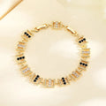 Hollow Black and White Diamond Zircon 18K Gold Plated Bracelets for Girls Fine Moissanite Bracelet Women