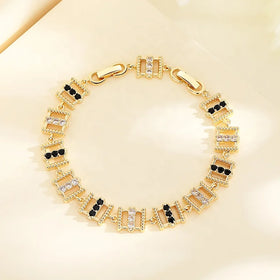 Hollow Black and White Diamond Zircon 18K Gold Plated Bracelets for Girls Fine Moissanite Bracelet Women