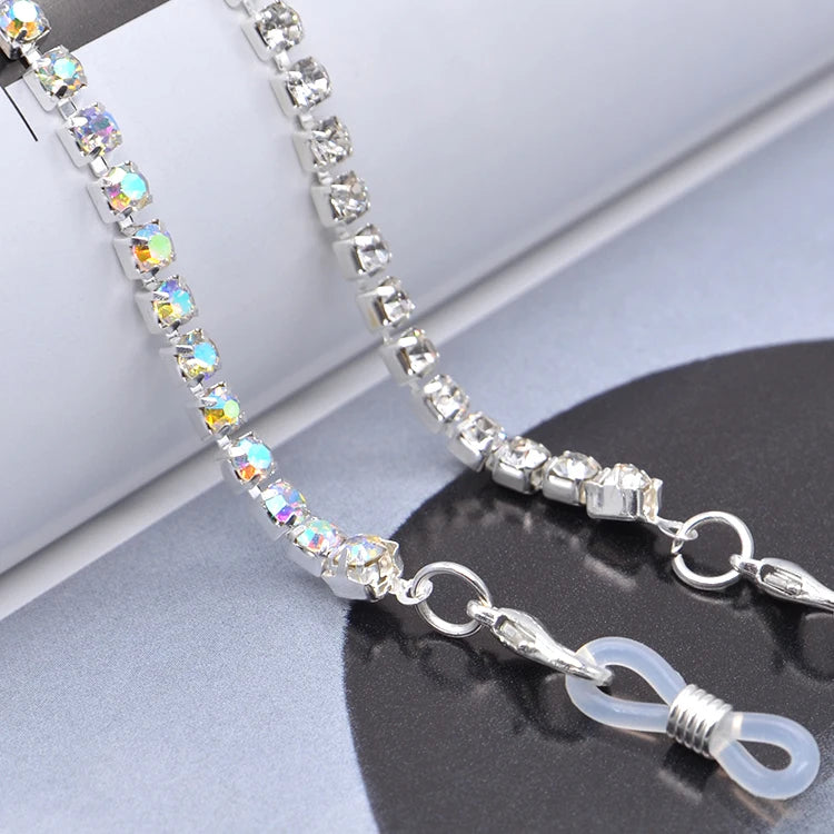 Bling Crystal Rhinestone Mask Chain Holder Necklace Multi Colors Close Type Face Mask Eye Glasses Chain