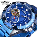 Mechanical Watch Mens WINNER Automatic Stainless Steel Skeleton Men Watches Waterproof Luminous Man Wristwatches Relojes Hombre