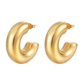 Women Hypoallergenic Jewelry Earrings Stainless Steel 18k Gold Plated Screw Twisted C-shape Hoop Earrings Non Tarnish Jewelry