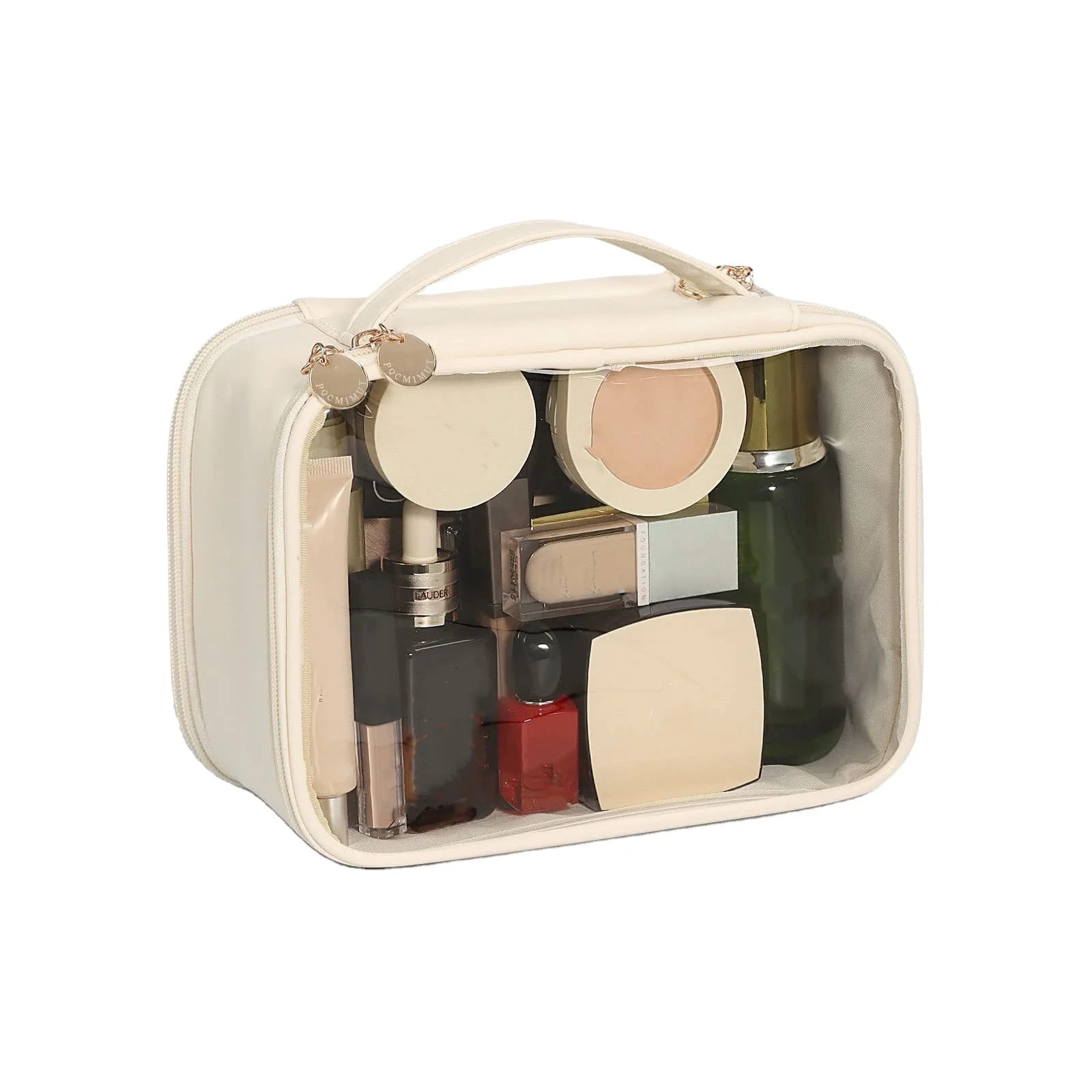 Wholesale Waterproof Luxury Men Customized Leather Cosmetic Bag with Handle