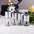 Round Shape Unique Black White Silver Lid 8ml 10ml 15ml clear Glass with Brush Bulk Nail Polish Bottles