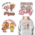 Custom Lovely Pizza Heat Transfer Happy Valentine's Day Transfer Printing Sticker Full Love DTF Heat Transfer Sticker for Tshirt