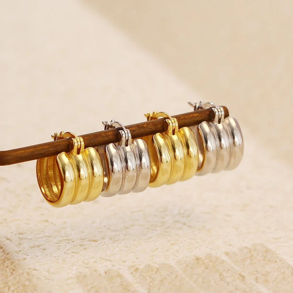 High Quality Fashion Jewelry 925 Sterling Silver Plain Multi-storey Irregular Gold Plated Hoop Earring Jewelry for Women