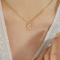 Fashion Fine Women Gold Plated Choker Necklace Stainless Steel Diamond Letter Pendant Necklace